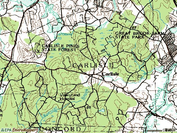 Zip code 01741 topographic map