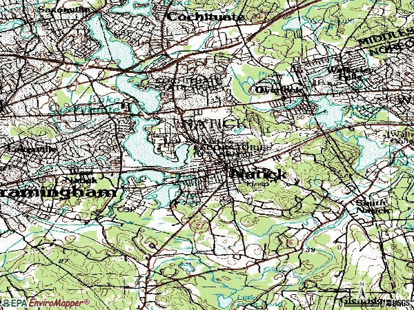 Zip code 01760 topographic map