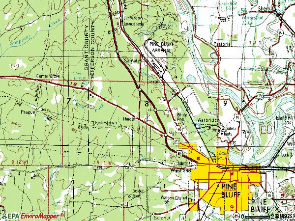 Zip code 71602 topographic map