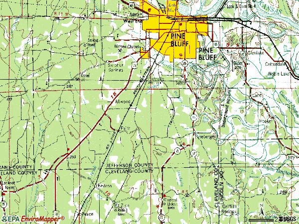 Zip code 71603 topographic map
