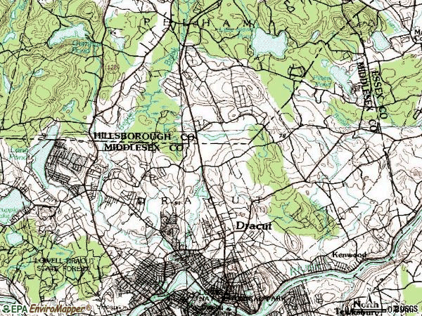 Zip code 01826 topographic map
