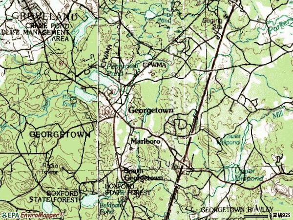 Zip code 01833 topographic map