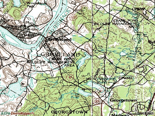 Zip code 01834 topographic map