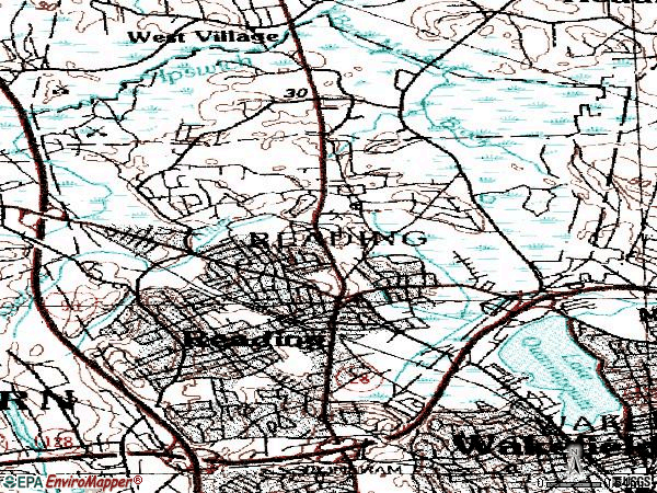 Zip code 01867 topographic map