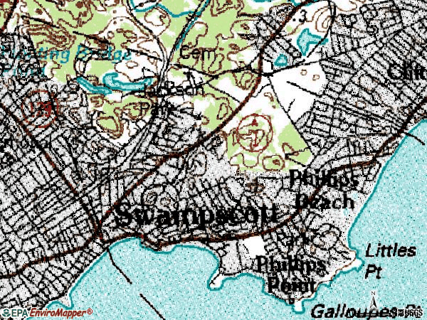 Zip code 01907 topographic map