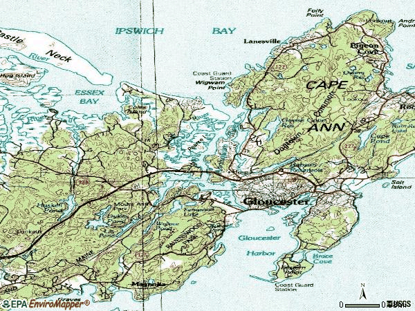 Zip code 01930 topographic map