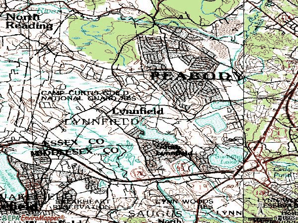 Zip code 01940 topographic map