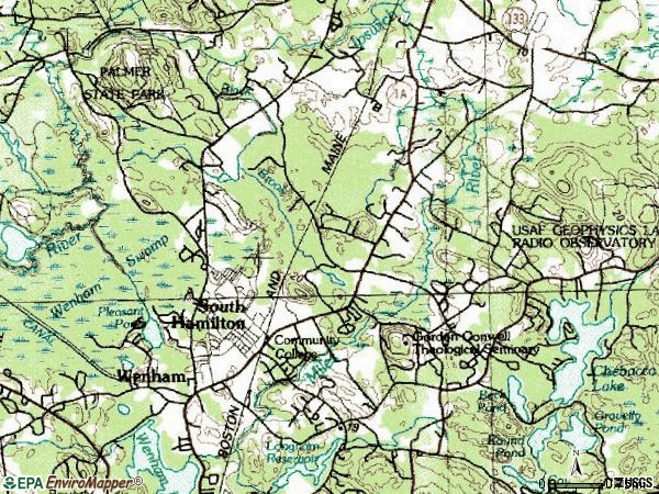 Zip code 01982 topographic map