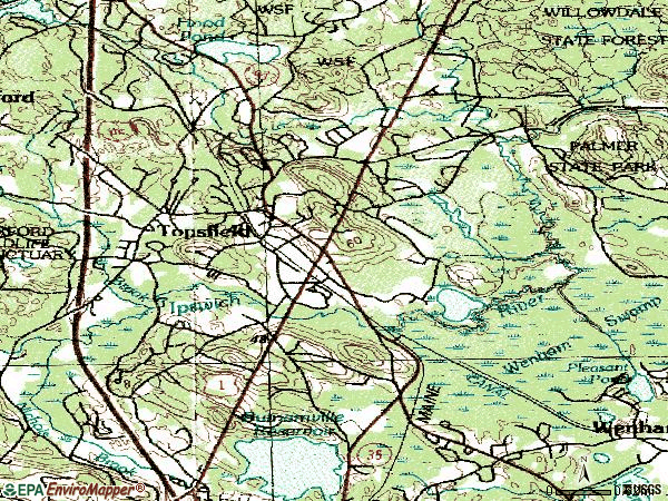 Zip code 01983 topographic map
