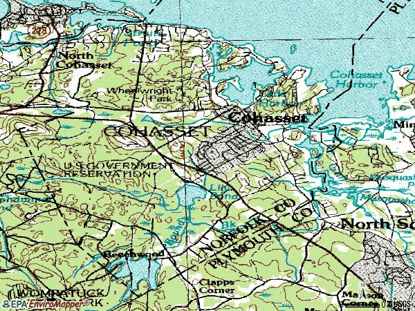 Zip code 02025 topographic map