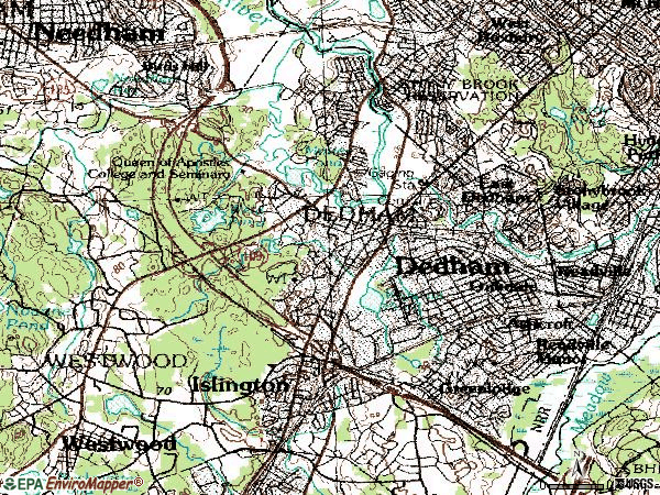 Zip code 02026 topographic map