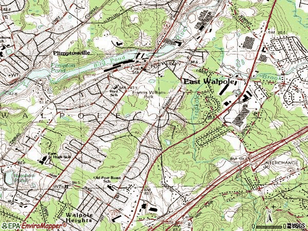 Zip code 02032 topographic map
