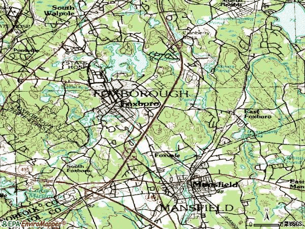 Zip code 02035 topographic map