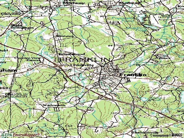 Zip code 02038 topographic map
