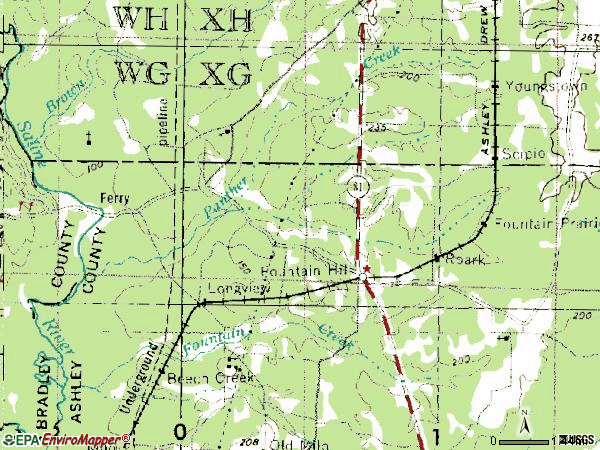 Zip code 71642 topographic map