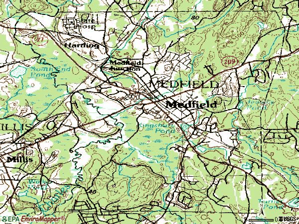 Zip code 02052 topographic map