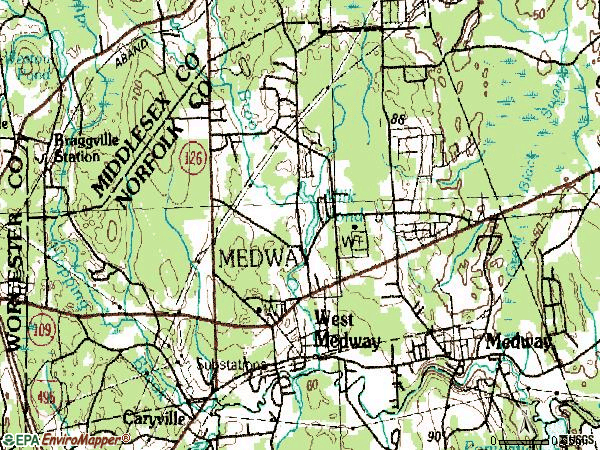 Zip code 02053 topographic map