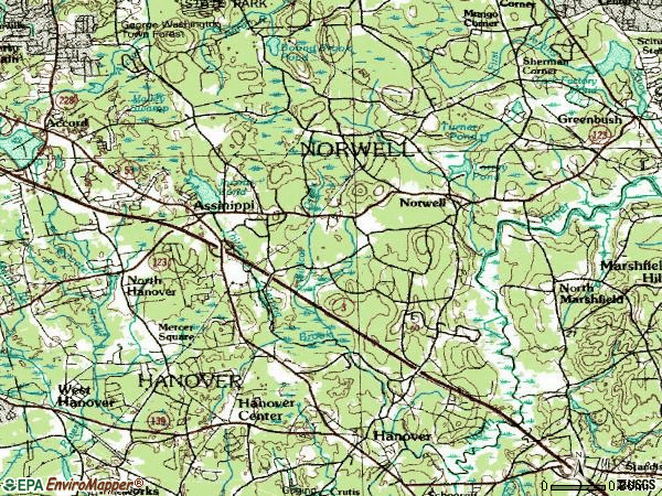 Zip code 02061 topographic map