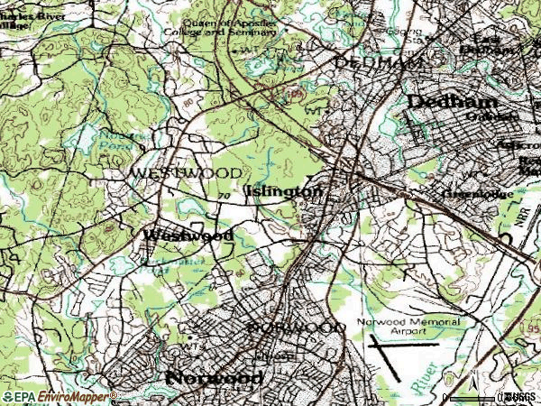Zip code 02090 topographic map