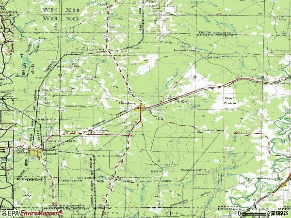 Zip code 71646 topographic map