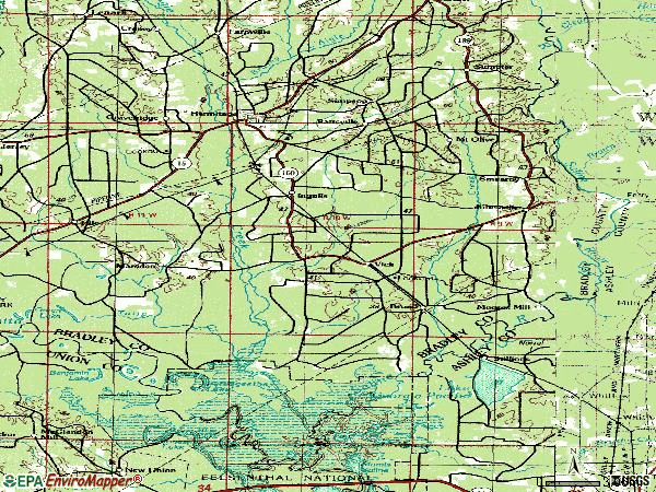 Zip code 71647 topographic map