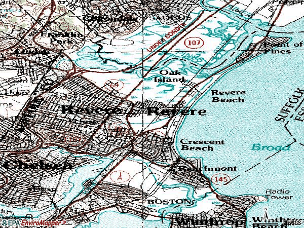 Zip code 02152 topographic map