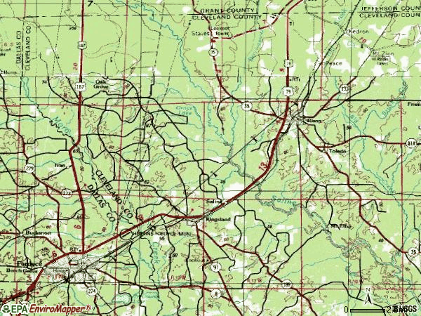 Zip code 71652 topographic map