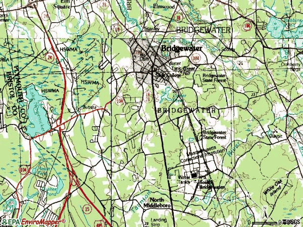 Zip code 02324 topographic map