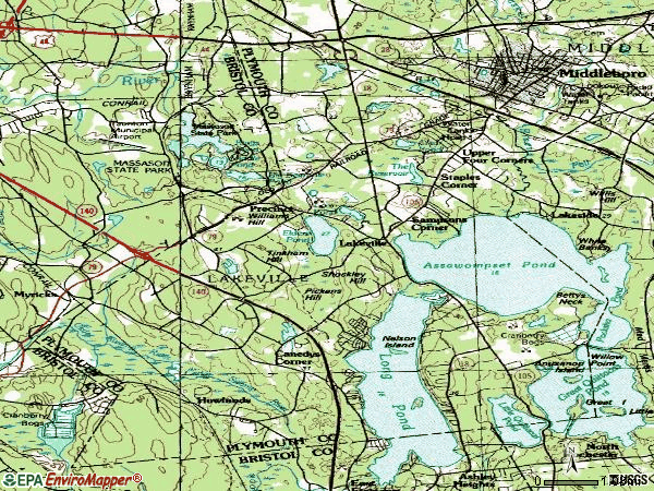 Zip code 02347 topographic map