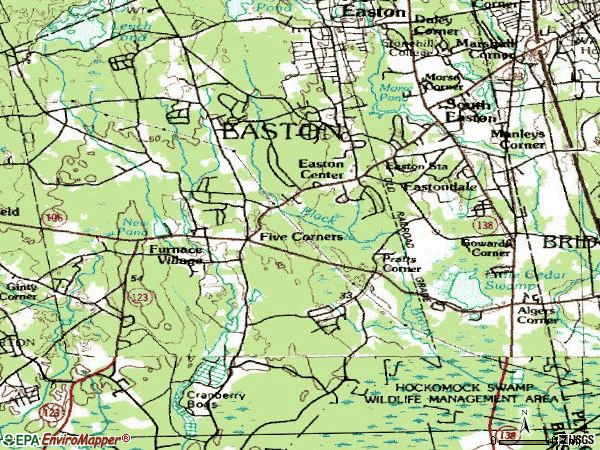 Zip code 02375 topographic map