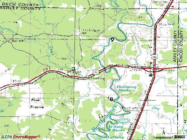Zip code 71658 topographic map
