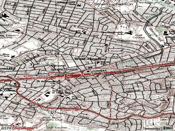 Zip code 02465 topographic map