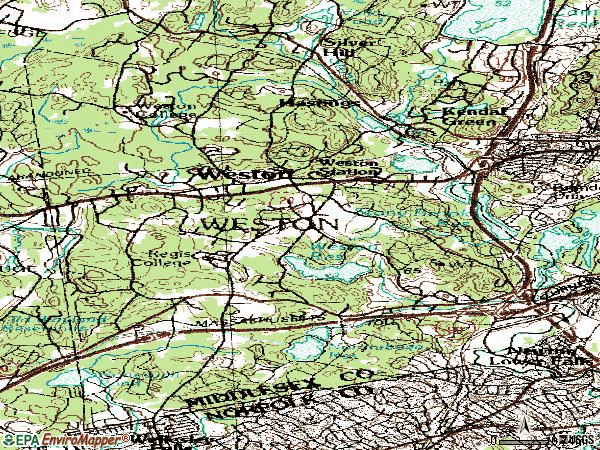 Zip code 02493 topographic map