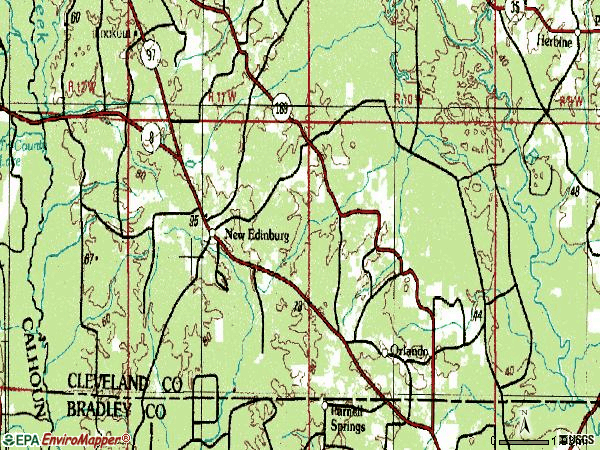Zip code 71660 topographic map