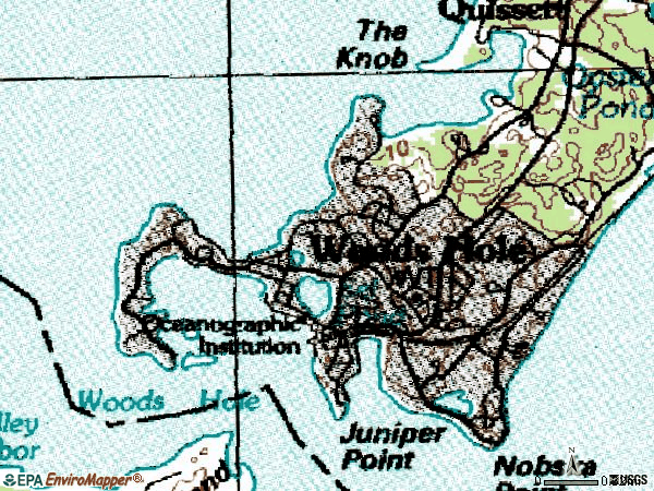 Zip code 02543 topographic map