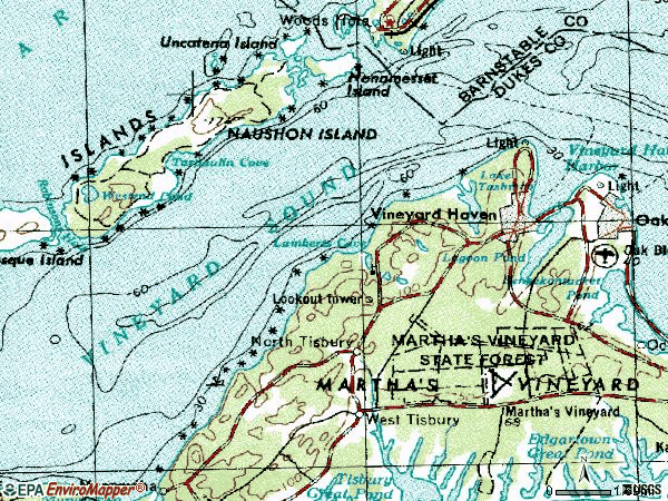Zip code 02568 topographic map