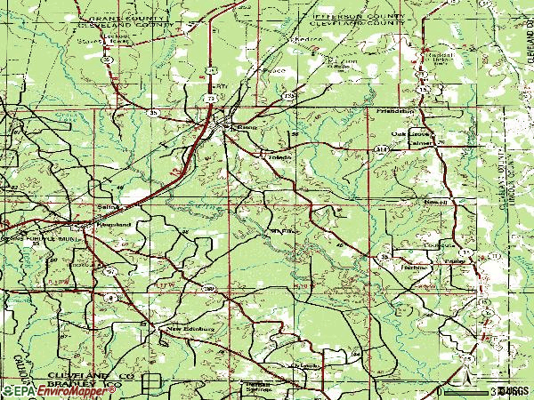 Zip code 71665 topographic map