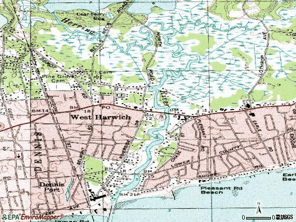 Zip code 02671 topographic map