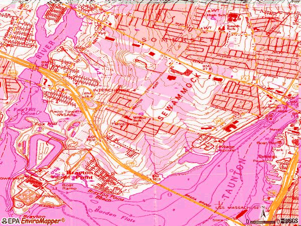 Zip code 02725 topographic map