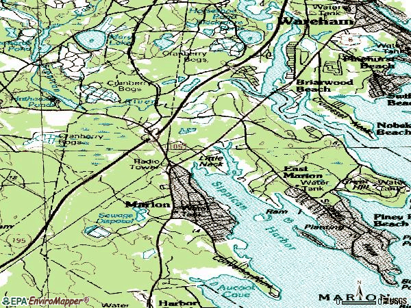 Zip code 02738 topographic map