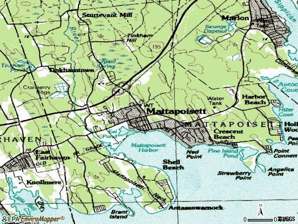 Zip code 02739 topographic map