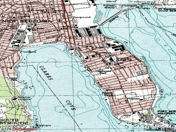 Zip code 02744 topographic map