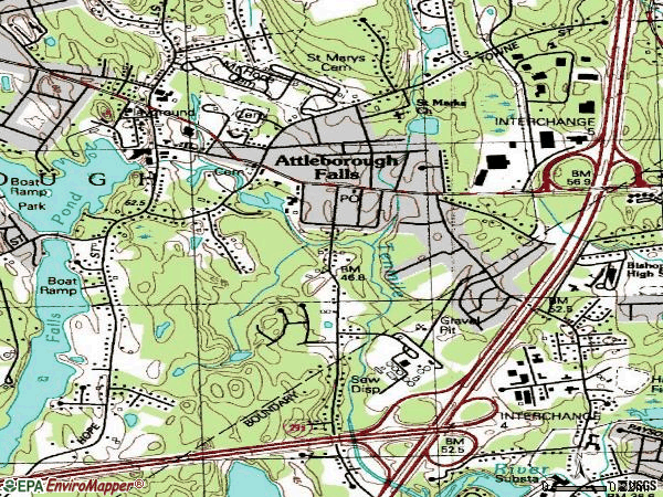 Zip code 02763 topographic map