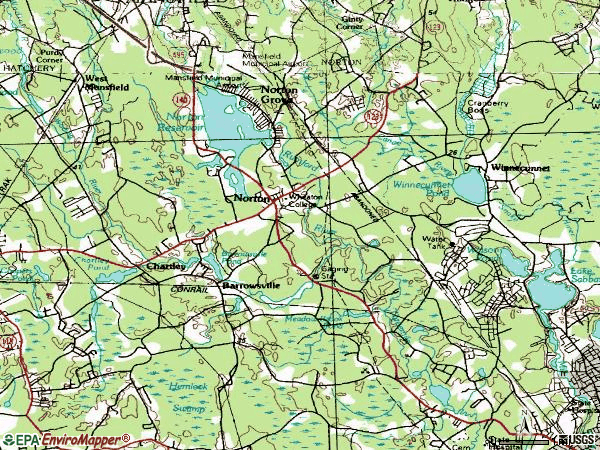 Zip code 02766 topographic map