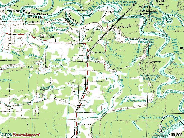 Zip code 71674 topographic map