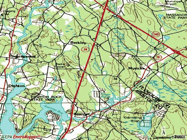 Zip code 02779 topographic map
