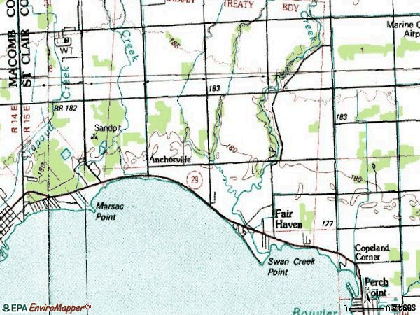 Zip code 48023 topographic map