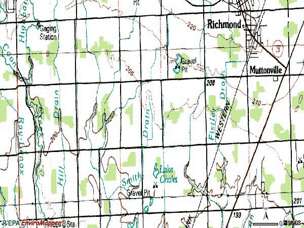 Zip code 48050 topographic map