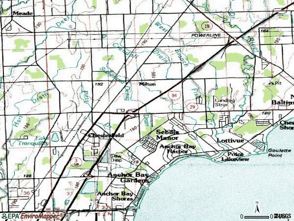 Zip code 48051 topographic map