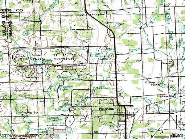 Zip code 48065 topographic map